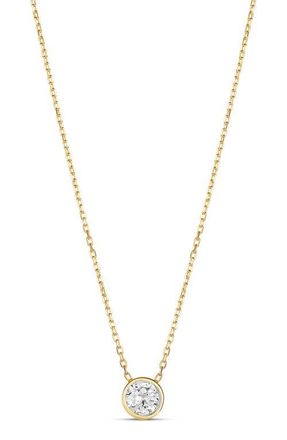 SHYMI Mini Heart Bezel Pendant Necklace in Gold/White/round Cut at Nordstrom, Size 16