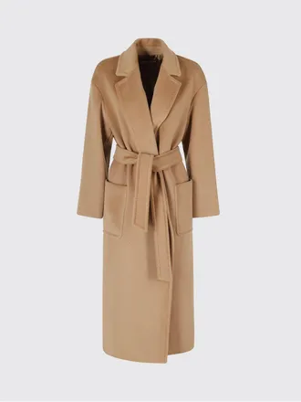 Max Mara Cappotto lungo a vestaglia in pura lana con cintura
