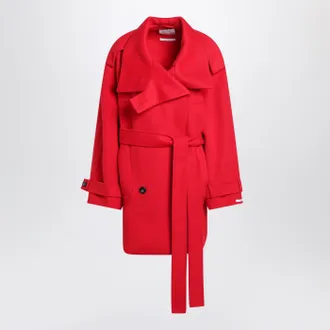 Sportmax Sportmax Short Red Wool Trench Coat