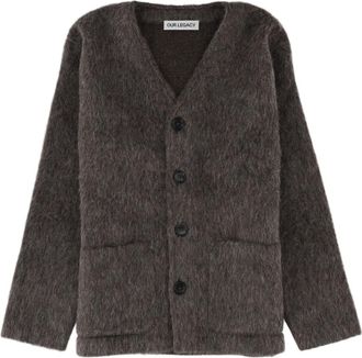 Our Legacy Button-Down Cardigan With Deep V-Neck And Plush Texture