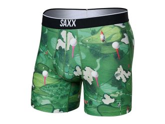 Saxx Underwear Volt Breathable Mesh Boxer Brief Mens Underwear Course/Green : 2XL, Elastane/Mesh/Polyester