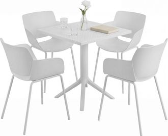 Clp Conjunto De Muebles De Jardin Norva Con 4 Sillas Blanco