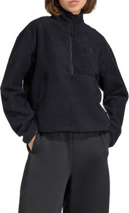 adidas Climawarm High Pile Fleece Half Zip Pullover in Black at Nordstrom Rack, Size X-Large