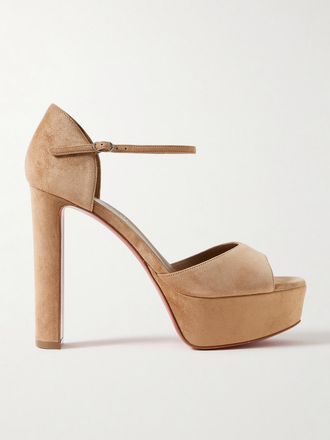 Christian Louboutin Sandali In Camoscio Sandaloo - Marrone