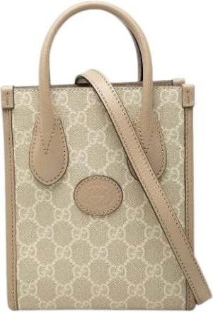 Gucci Pre-owned Satchel - Dames - Vintage Shopper - Beige - ONE Size - Leer - Vintage