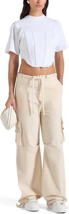 Mani&egrave;re De Voir Rosa Ripstop Parachute Cargo Pants in Cream at Nordstrom, Size 12
