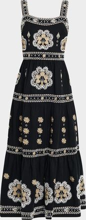 Elie Tahari The Ellisah Embroidered Linen Maxi Dress