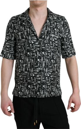 Dolce & Gabbana Zijden Trompetprint Polo T-Shirt - Heren - Korte mouwen Overhemden - Veelkleurig - L - Overhemden