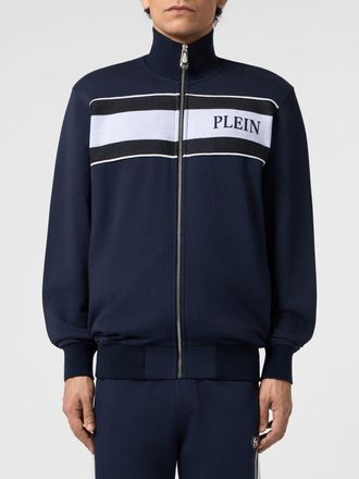 Philipp Plein Felpa dolcevita con zip in cotone e logo a contrasto