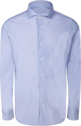Dell'Oglio Wit Overhemd Klassieke Franse Kraag - Heren - Casual Overhemden - Blauw - S - Overhemden