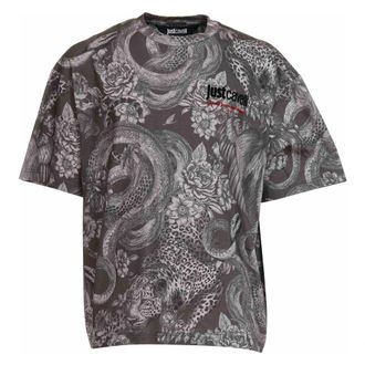 Roberto Cavalli T-shirt met all-over print - Heren - Tops - Veelkleurig - Maat: M Katoen