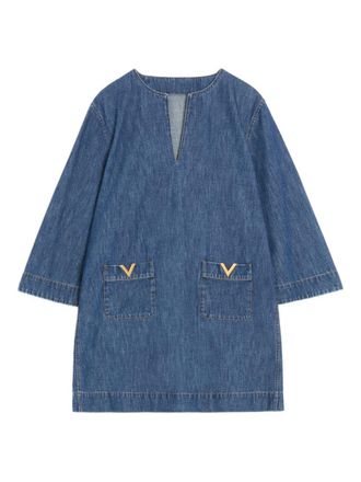Valentino Womens Vlogo Signature Denim Short Dress