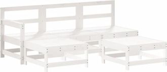 vidaXL Juego De Sof&aacute;s De Jard&iacute;n 5 Piezas Madera Maciza De Pino Blanco Vidaxl