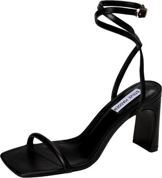 Steve Madden Eryka Heeled Sandal Black Leather ERYK01S1 Womens