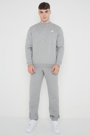 Nike Mens Club Fleece Full Tracksuit Set Grey Cotton - Size X-Large