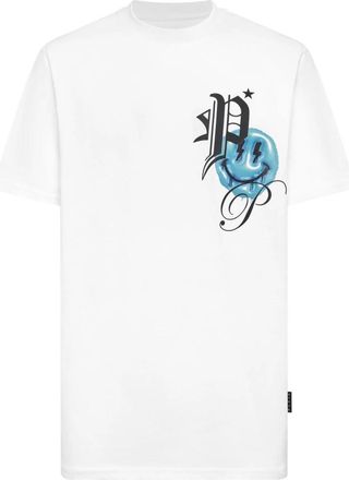 Philipp Plein T-shirt met Ronde Hals Smile Balloon - Heren - T-shirts - Wit - XL - Katoen - Tops