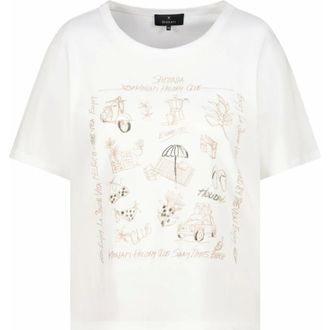 Monari Tijdloos T-shirt - Dames - Tops - Beige - Maat: 3XL Katoen