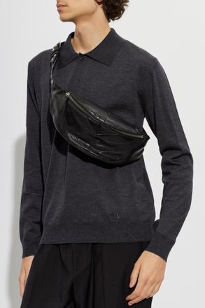Valentino Garavani Leather Bag With Logo, Mens, Black