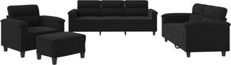 vidaXL Juego De Sof&aacute;s Con Cojines 4 Piezas Tela Microfibra Negro Vidaxl