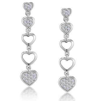 The Diamond Store Stellato Collection Drop Diamond Heart Earrings in 9K White Gold