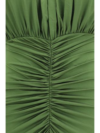 Self Portrait Gathered Jersey Maxi Dress - Green