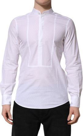 Dolce & Gabbana White Cotton Slim Long Sleeves Formal Mens Shirt