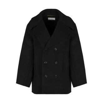 Saint Laurent Double-Breasted Wool Jacket - female - Saint Laurent - Double-Breasted Coats - Black - S - Coats