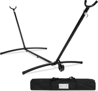 Best Choice Products 9ft Portable Heavy-Duty Steel Hammock Stand w/ Built-In Wheel, Case, Weather-Resistant Finish