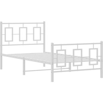 vidaXL Estructura Cama Sin Colch&oacute;n Con Estribo Metal Blanco 90x200 Cm Vidaxl