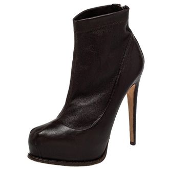 Brian Atwood Burgundy Leather Ankle Length Boots