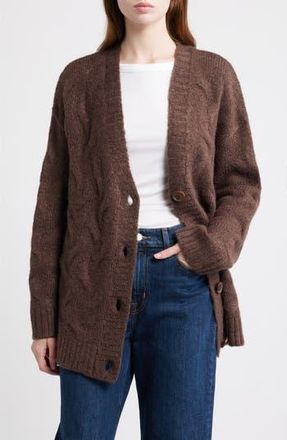 Treasure & Bond Oversize Cable Stitch Cardigan in Brown Fawn at Nordstrom Rack, Size Xx-Small