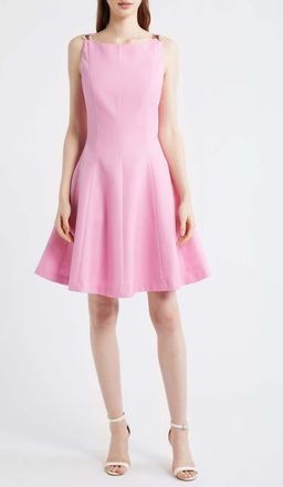 Tahari by ASL Boucl&eacute; Fit & Glare Dress in Flamingo at Nordstrom, Size 10