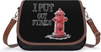 Generic Fire Hydrant I Put Out Fire Leather Crossbody Bags for Women Messenger Handbag Purse Shoulder Bag