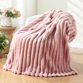 OEM Manta De Forro Polar S&uacute;per C&aacute;lida, Manta De Piel Sint&eacute;tica De Alta Calidad, Manta A Cuadros Estereosc&oacute;picos, Rosa - 120 Cm X 200 Cm