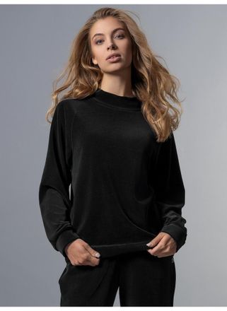 Trigema Sweatshirt TRIGEMA TRIGEMA Nicki Pullover mit Kordelzug, Damen, Gr. XXL, schwarz, 80% Baumwolle, 20% Polyester, Sweatshirts Sweatshirt