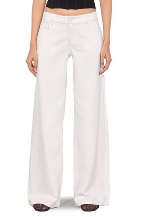 Alice & Olivia Trish Low Rise Baggy Jeans in Off White at Nordstrom, Size 27