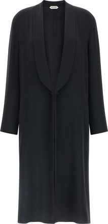 Alberta Ferretti Silk Georgette Coat Trench E Impermeabili Nero-Donna