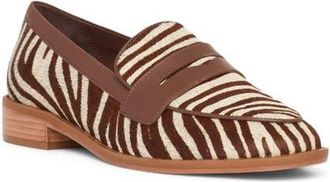 Cinq &agrave; Sept Gretta Zebra Haircalf Loafer in Dark Sepia/ivory at Nordstrom, Size 39.5
