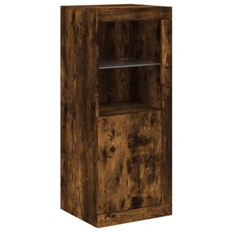 Berkfield Home Sideboard with LED Lights Smoked Oak 41x37x100 cm in Brown | Size: 41 x 37 x 100 cm