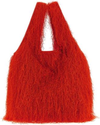 Dries Van Noten Tassen, Dames, Rood, ONE Size, Leer, Marche Fringed Tote
