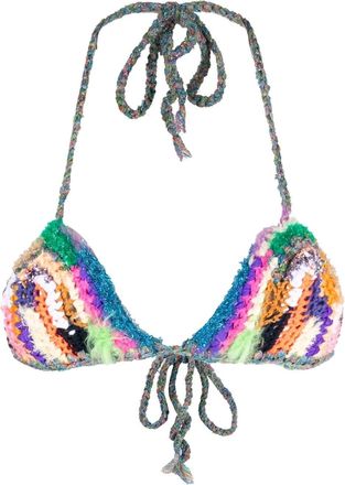 Forte_Forte rainbow knit bikini top - women - Cotton/Metallized Polyester/Viscose/Spandex/Elastane - I - Blue