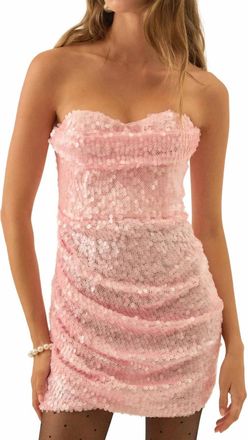 For Love & Lemons Elysian Strapless Sequin Mini Dress In Pink
