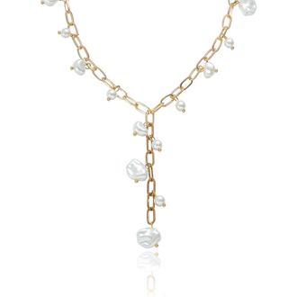 Ettika Faux Pearl Shaker Lariat Necklace in Gold at Nordstrom Rack