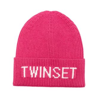 Twinset Beanies, female, Pink, Size: S Pink Logo Girls Hat