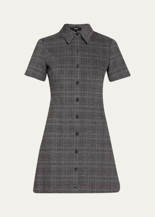 Theory Easy A-Line Glen Plaid Mini Dress