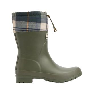 Barbour Rain Boots, female, Green, Size: 6 US Tartan Mid Welly Boots