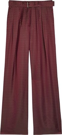 Dries Van Noten Peaches Bis Patterned Wide-leg Satin Trousers - Burgundy - 38 (UK10 / S)
