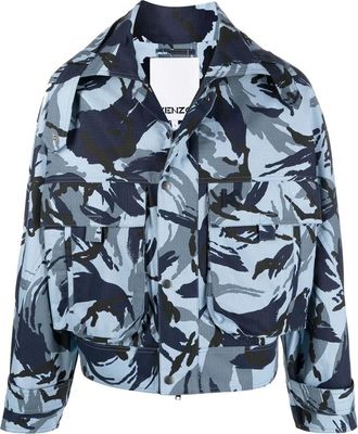 Kenzo Lichtgewicht Camo Jas - Heren - Zomerjassen - Blauw - L - Katoen - Jassen