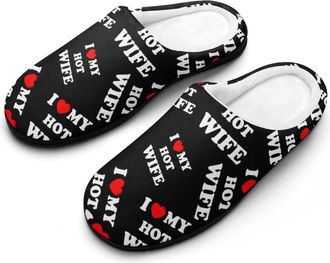 Generic I Love My Hot Wife Cotton Slippers for Women Indoor Outdoor Slipper Slip-On Memory Foam Home Shoes