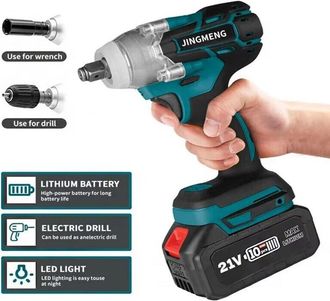 OEM Llave De Impacto El&eacute;ctrica De 21 V, Recargable Sin Escobillas, Bater&iacute;a De 10 Celdas Y 1300 Mah, Destornillador Inal&aacute;mbrico De 0 A 4000 Rpm